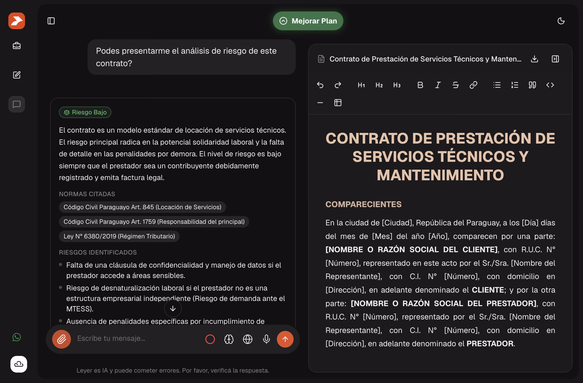 Captura del análisis de documentos