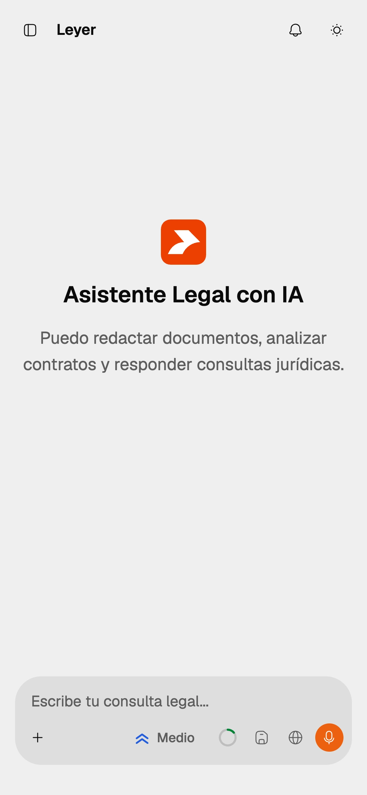 Pantalla inicial de Leyer con el nuevo compositor de consultas